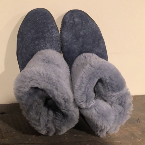 Ross & Snow Gemma Shearling  Stonewashed suede leather bootie slippers - Picture 13 of 16